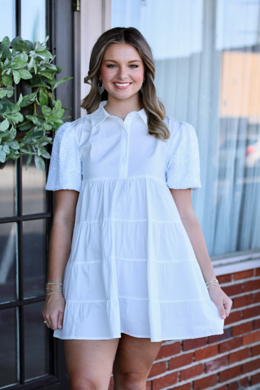 Sequin Puff Sleeve Dress