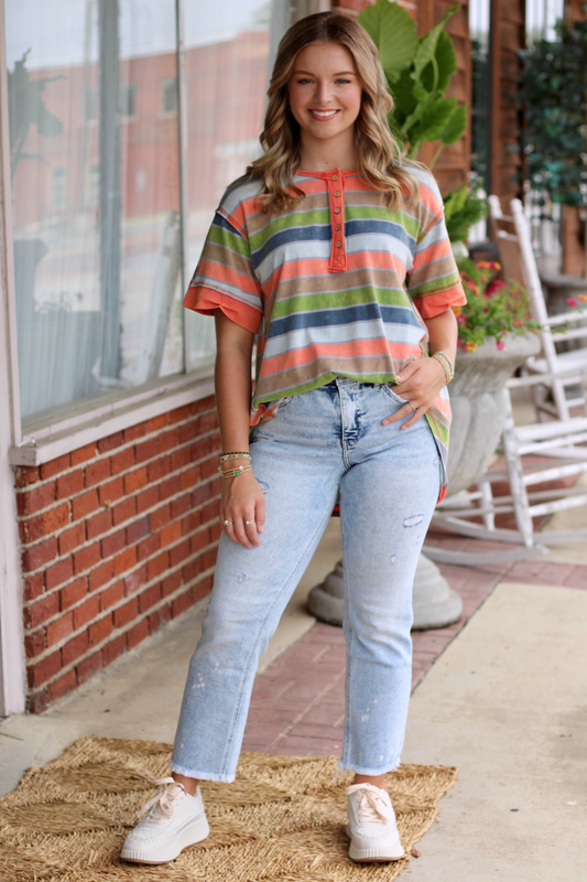 Mineral Wash Striped Top
