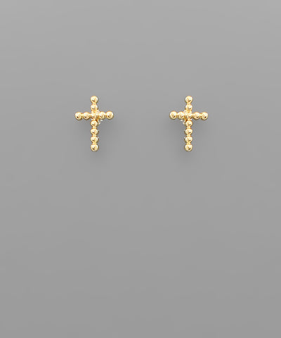 Small Textured Cross Earrings