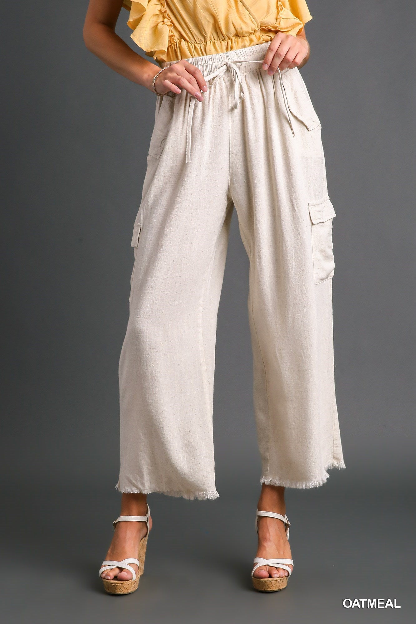 Linen Blend Cargo Pants