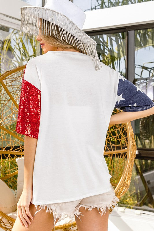 Stars & Stripes Sequin Top