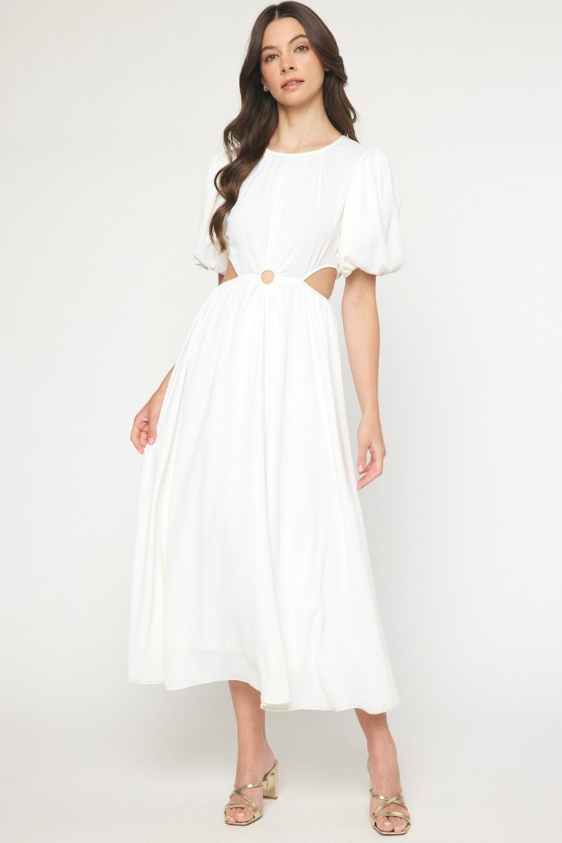 Puff Sleeve Cutout Maxi Dress