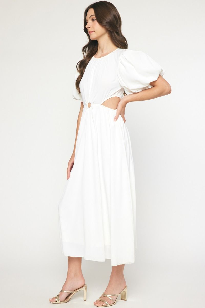 Puff Sleeve Cutout Maxi Dress