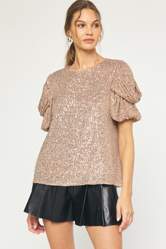 Champagne Sequin Top