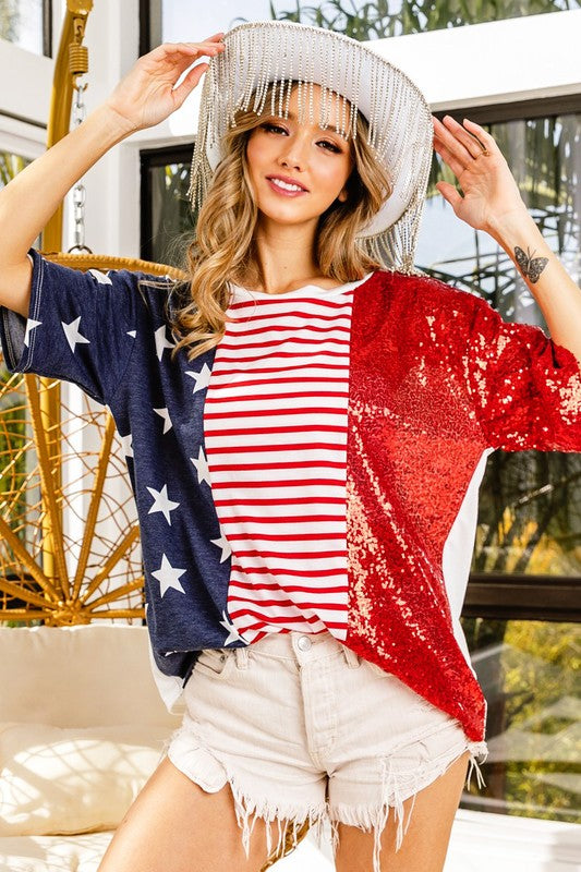 Stars & Stripes Sequin Top