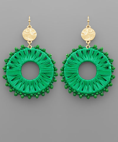 Raffia Circle Bead Earrings