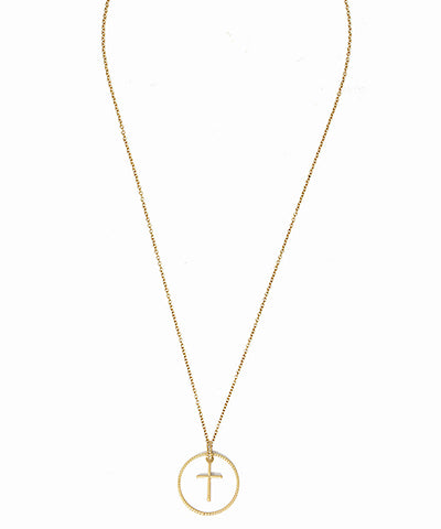 Long Cross Circle Necklace