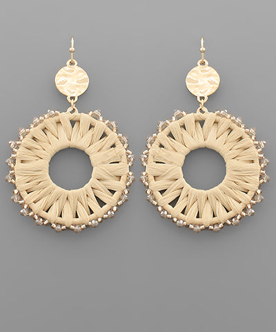 Raffia Circle Bead Earrings