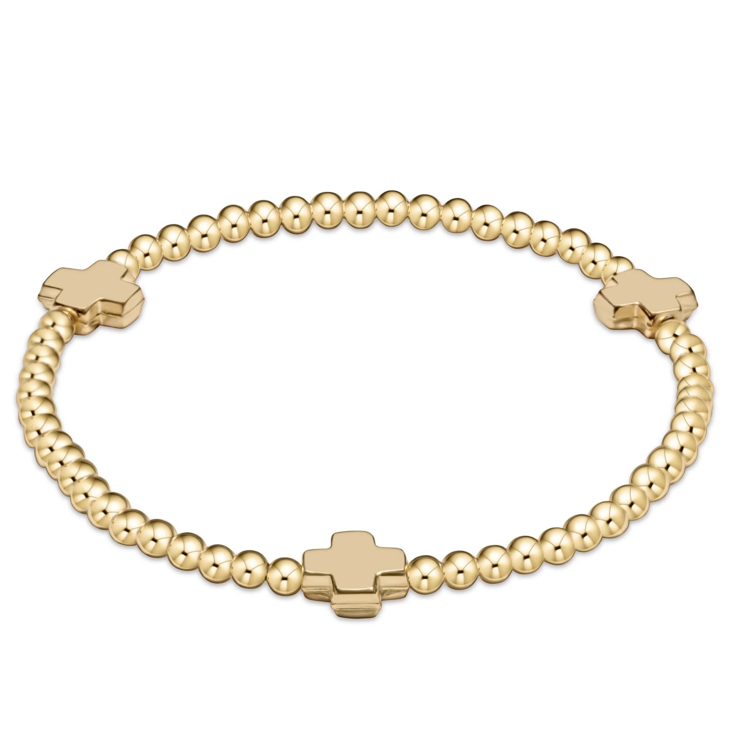 Gold Filled Bead+Cross Bracelet