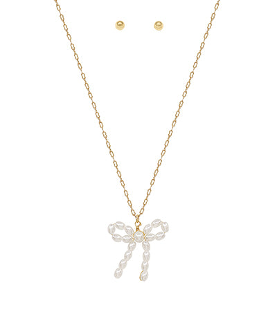 Pearl Bow Pendant Necklace