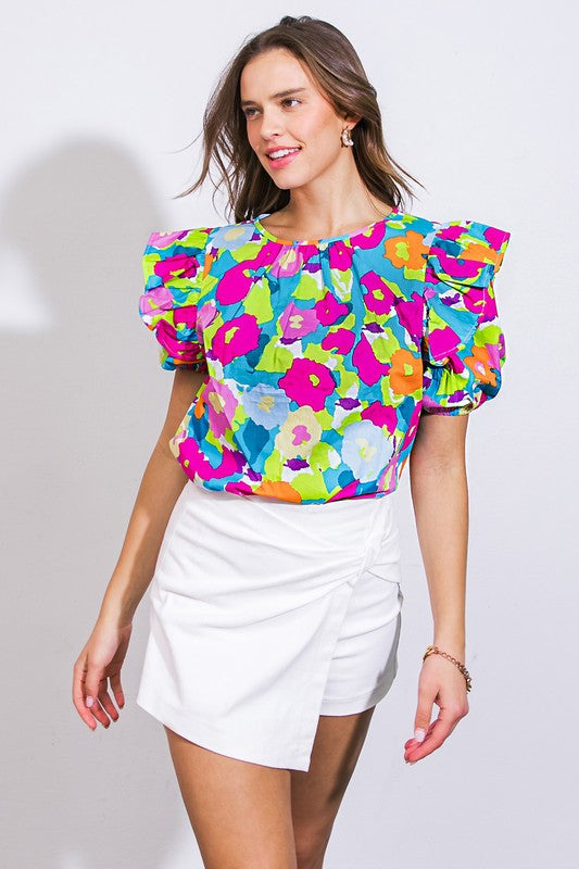 Vibrant Floral Print Top