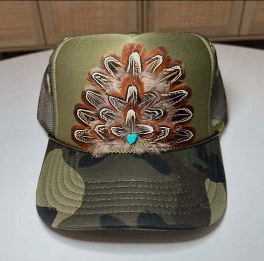 Women’s Feather Trucker Hat