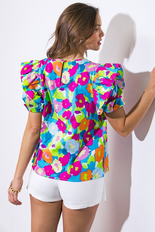 Vibrant Floral Print Top