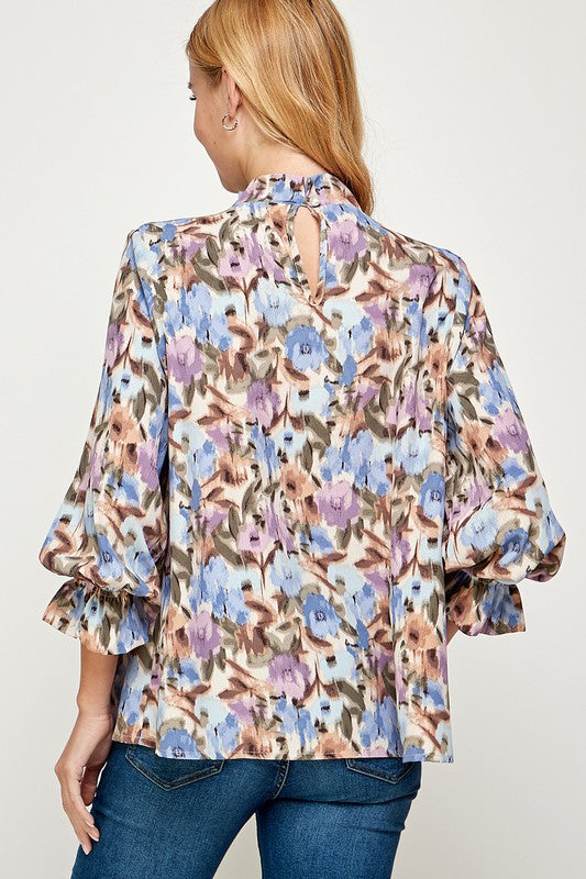 Floral Watercolor Printed Blouse