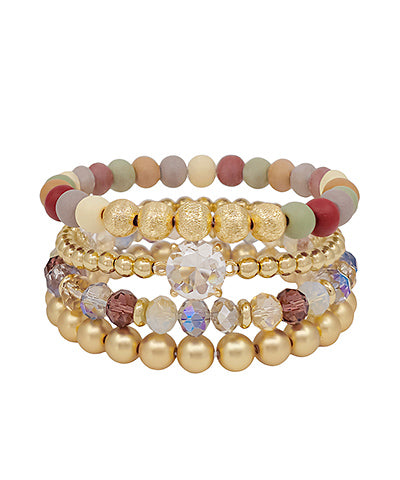 4 Row Glass Accent Bead Bracelet