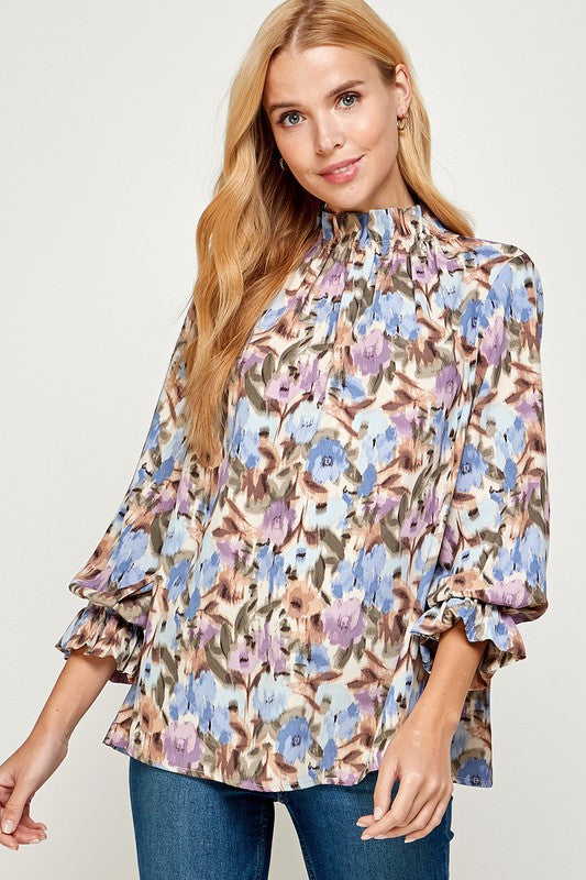 Floral Watercolor Printed Blouse