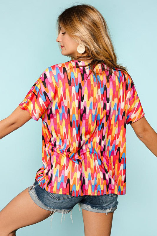 Multicolor Geo Print Top