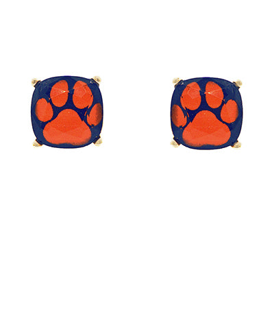 Paw Print Square Studs