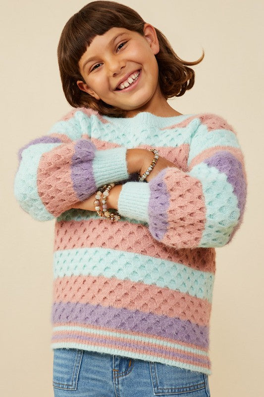 Girls Color Block Chunky Sweater