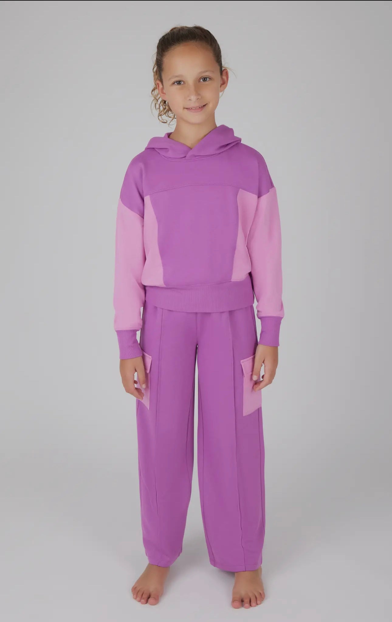 Girls Color Block Sweatshirt & Pant Set