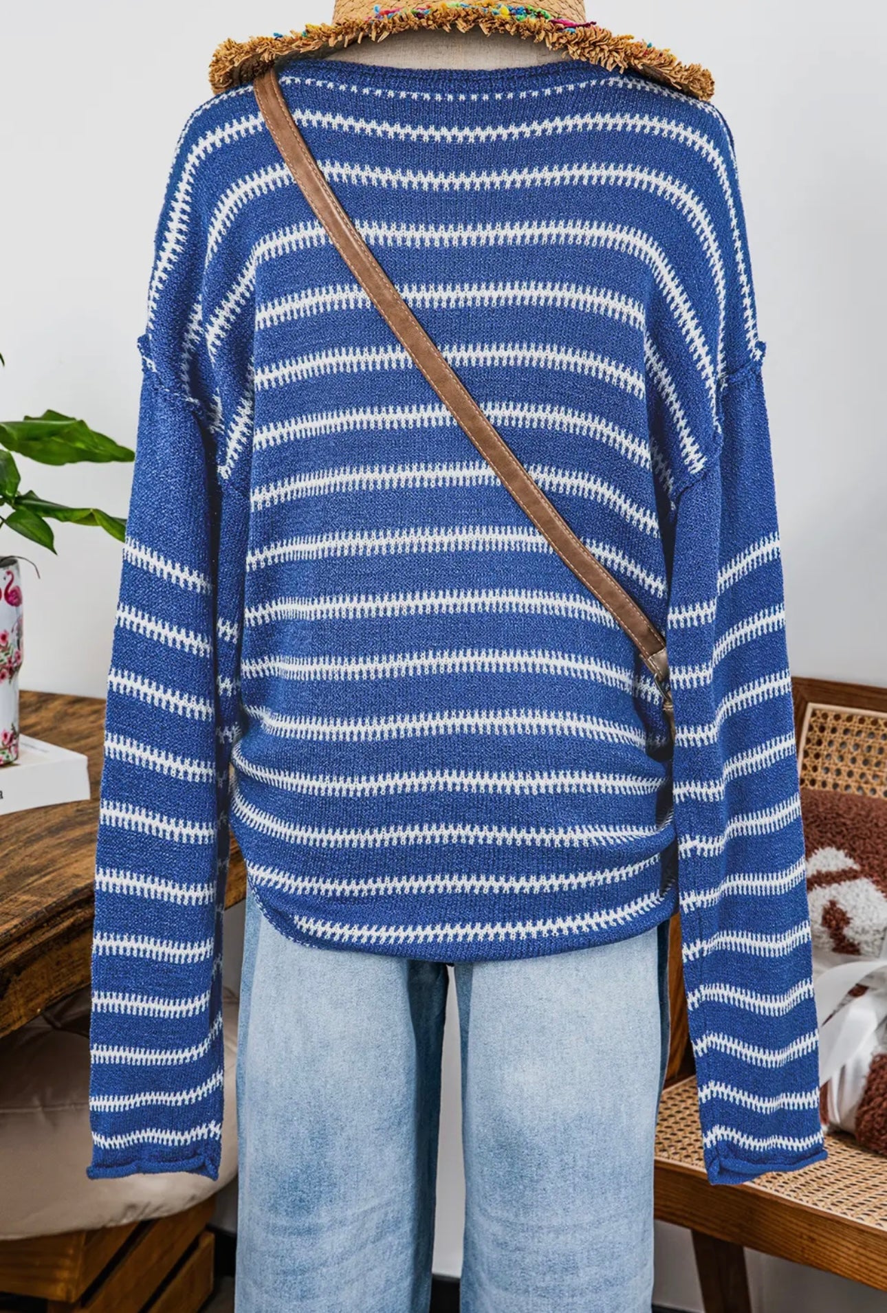 Stripe Drop Shoulder Casual Sweater