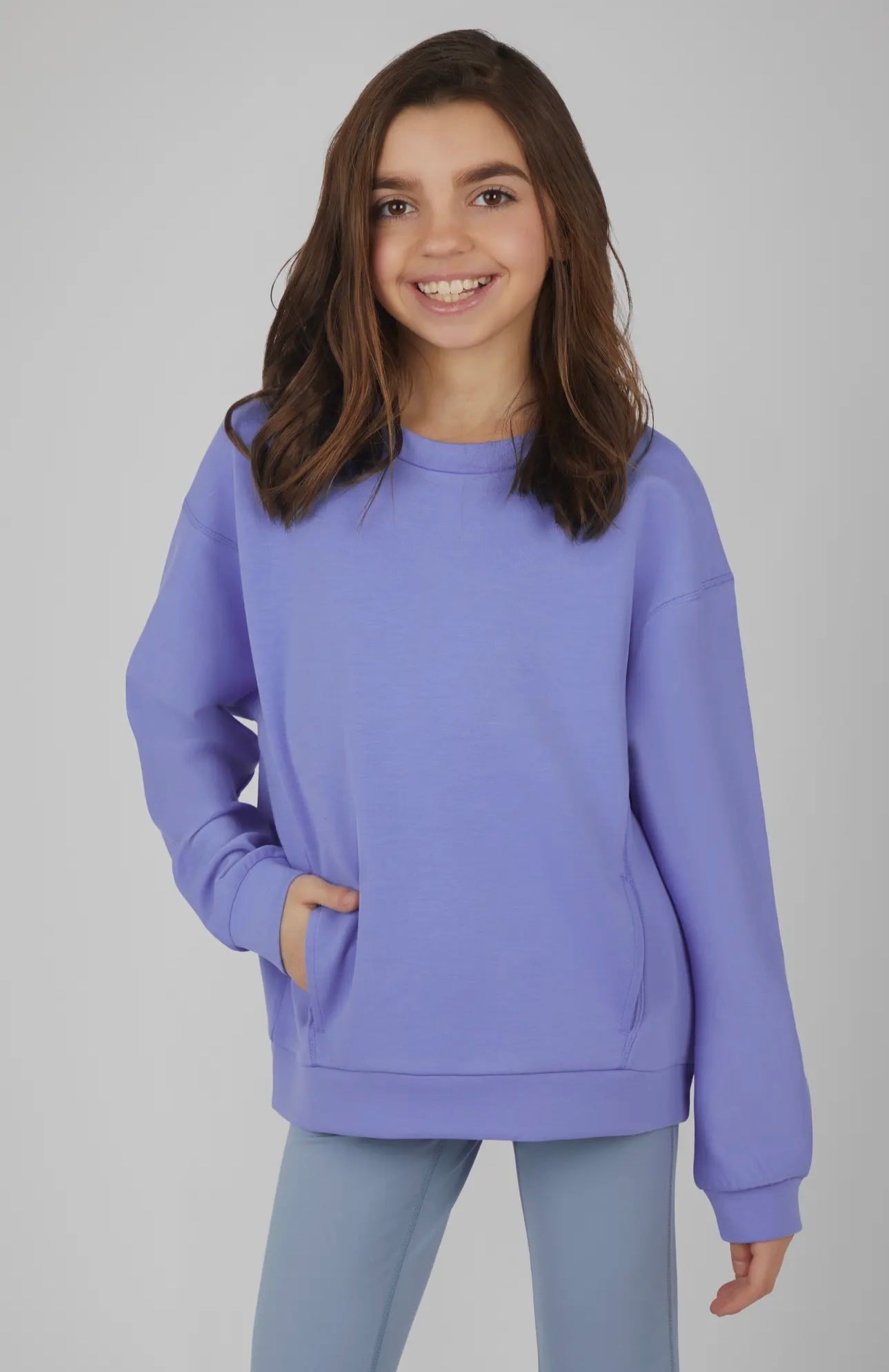 Girls Soft Scuba Crew Neck Sweatshirt