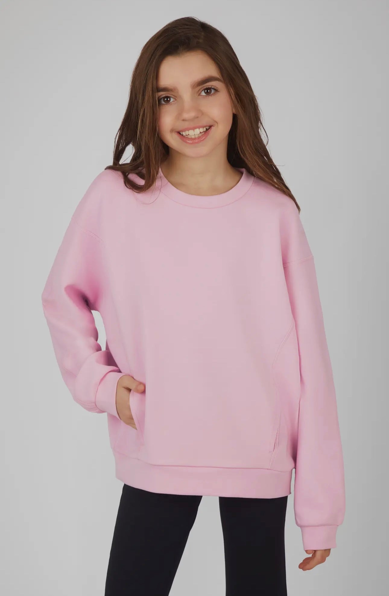 Girls Soft Scuba Crew Neck Sweatshirt