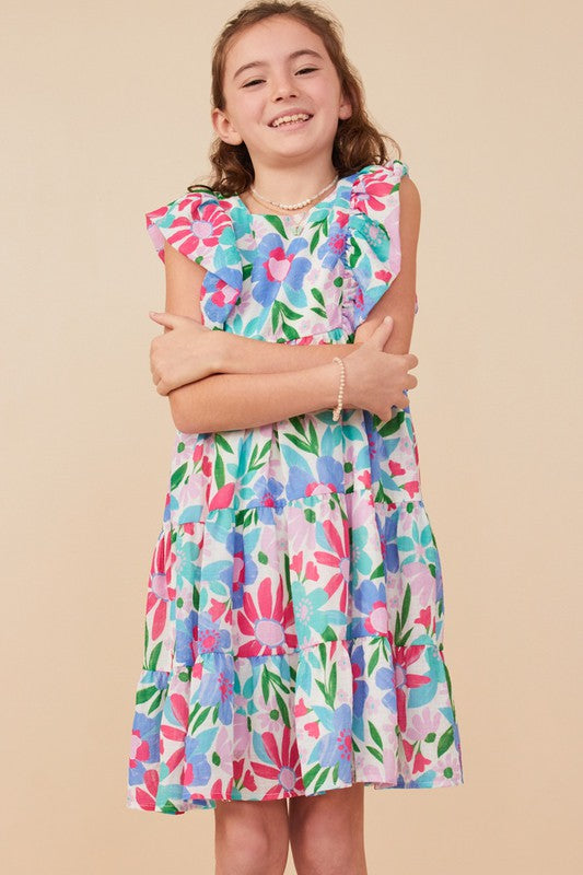 Girls Textured Floral Dress