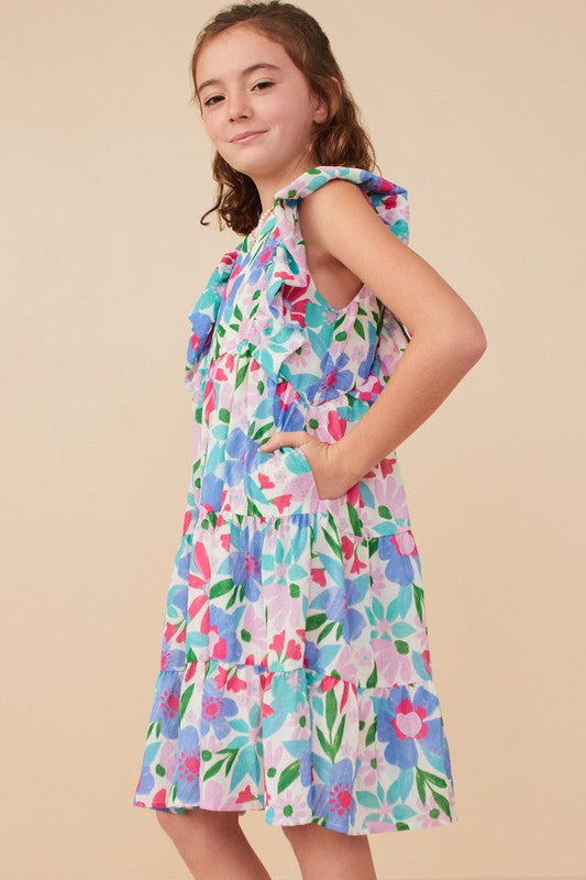 Girls Textured Floral Dress