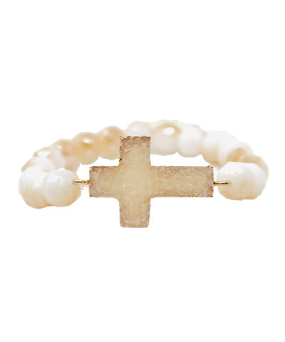 Druzy Cross Bead Bracelet