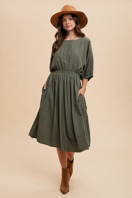 Dolman Sleeve Midi Dress