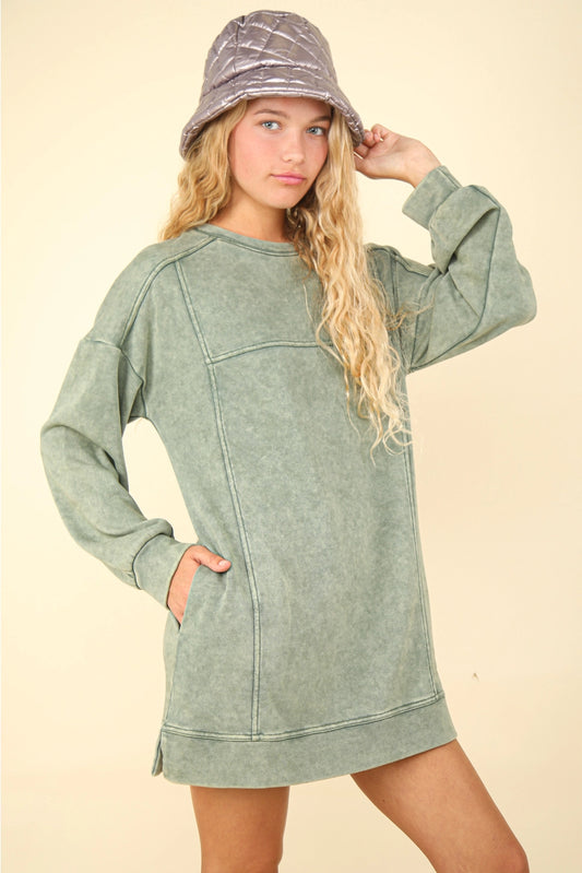 Mineral Washed Oversized Sweatshirt Dress