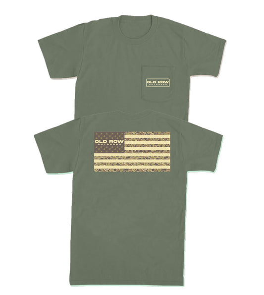 Old Row 80s Camo Flag Pocket Tee