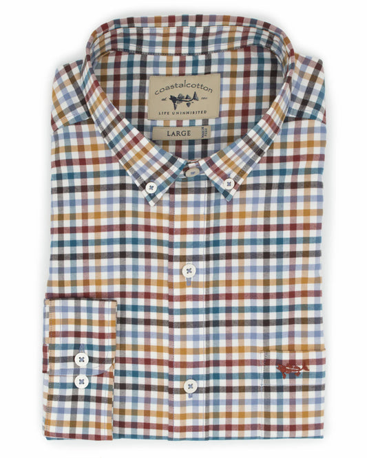 Coastal Cotton Harvest Gingham Sports Shirt