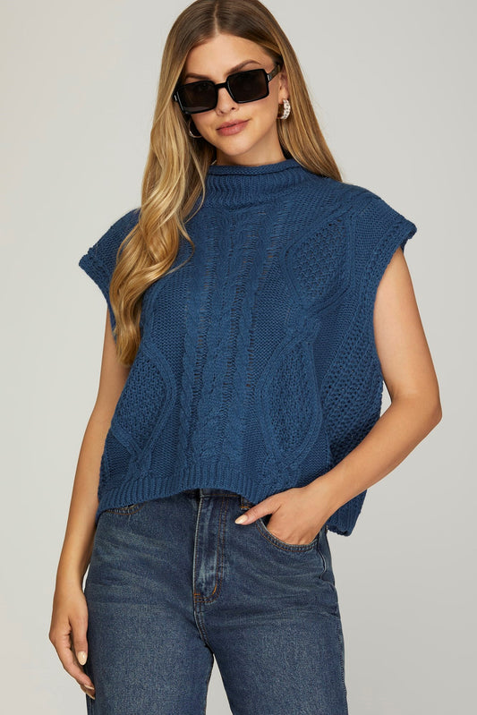 Sleeveless Mock Neck Sweater