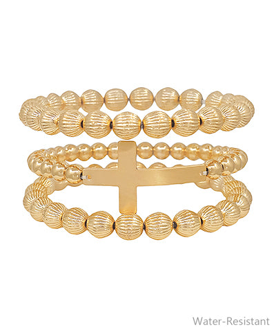 3PC Ball & Accent Cross Bracelet