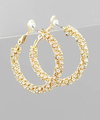 30mm Crystal Beaded Hoops