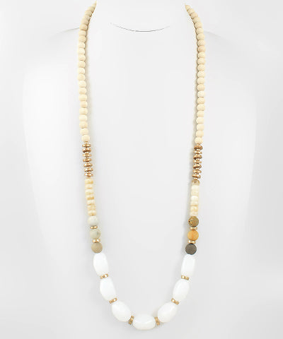 Wood Ball & Acetate Long Necklace