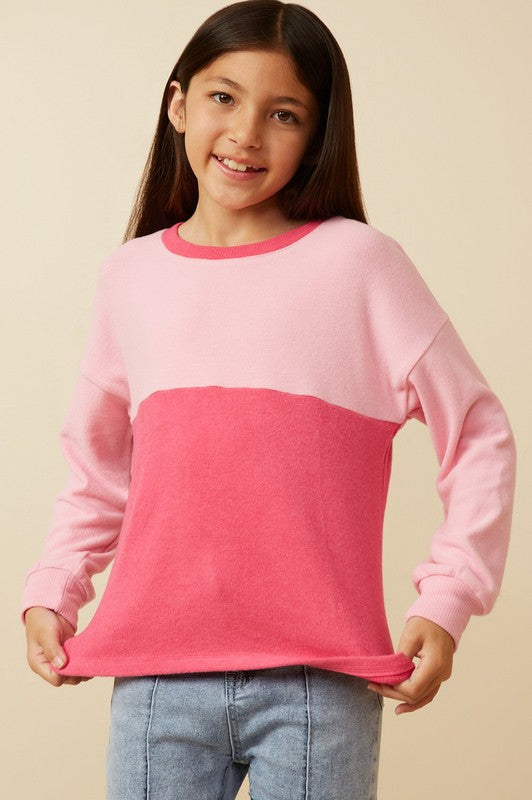 Girls Color Block Knit Top