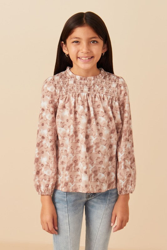 Girls Floral Smocked Top