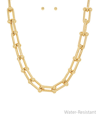 U Shape Linked Necklace Set