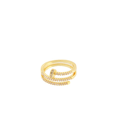 Pave Crystal Spiral Nail Open Ring