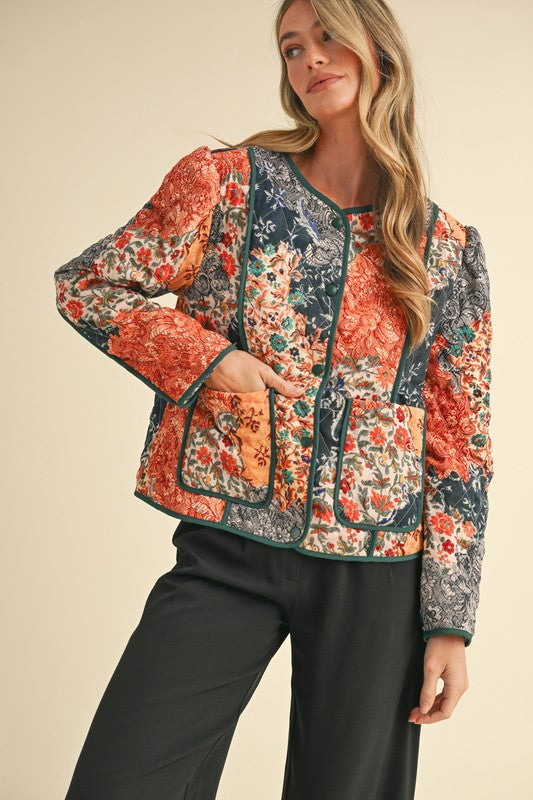 Patchwork Print Quilted Jacket