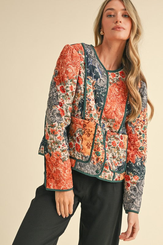 Patchwork Print Quilted Jacket