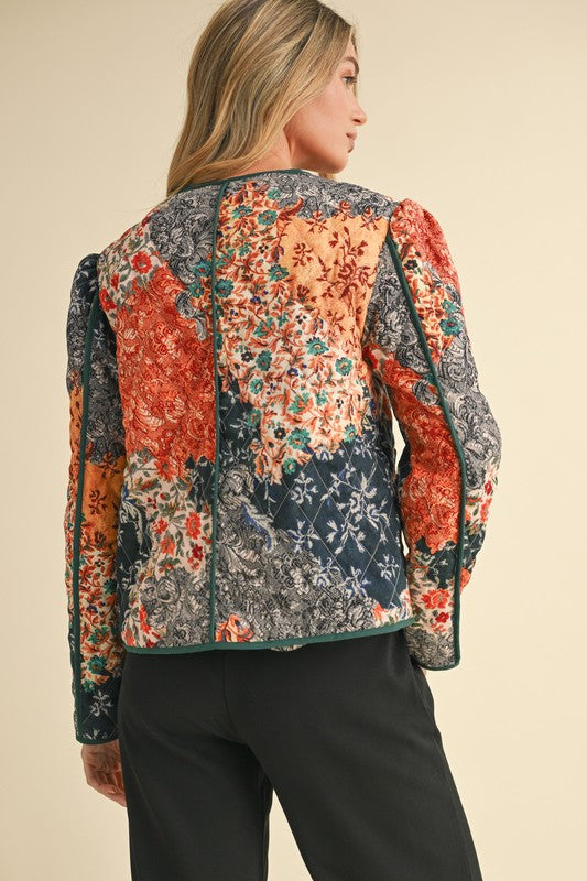 Patchwork Print Quilted Jacket