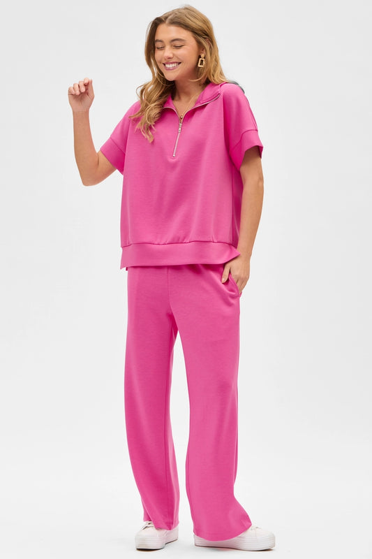 Short Sleeve Quarter Zip + Pants Set