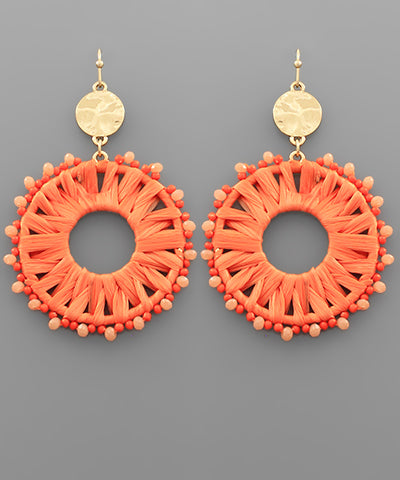 Raffia Circle Bead Earrings