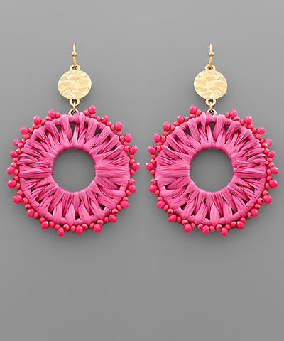 Raffia Circle Bead Earrings