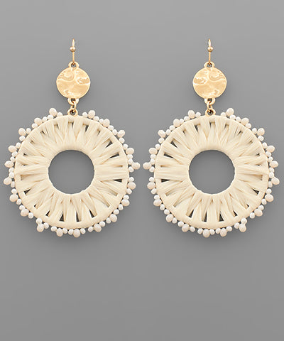 Raffia Circle Bead Earrings