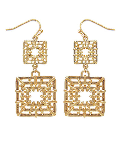 Triple Layer Square Earrings